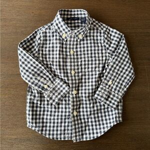 Janie & Jack 100% Cotton Navy and White Gingham Checkered Shirt